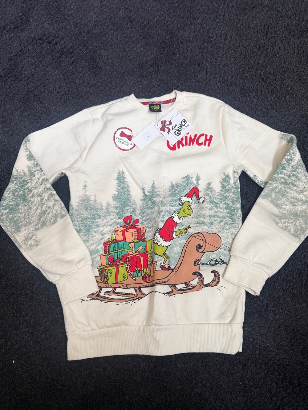 The Grinch Crewneck Sweater - Cream Holiday Graphic XS